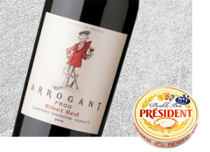 2013 Arrogant Frog Ribet Red Cabernet Merlot Wine with Président Double Brie Cheese