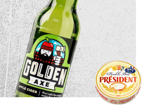 Golden Axe pairing Cider with Président Double Brie Cheese