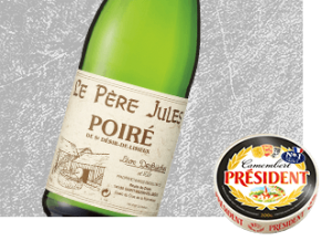 Le Pere Jules Sparkling Dry Cider with Président Camembert Cheese
