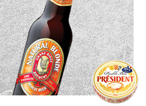Grand Ridge Natural Blonde Beer with Président Double Brie Cheese