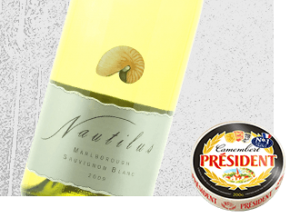 2013 Nautilus Sauvignon Blanc Wine with Président Camembert Cheese